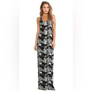 Norma Kamali Grey Black Camo Printed Jersey Maxi Dress XS